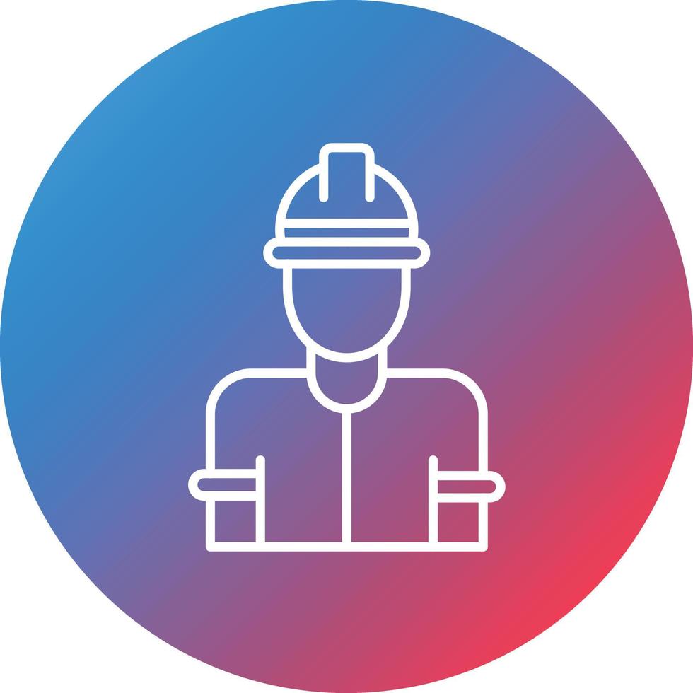 Factory Worker Man Line Gradient Circle Background Icon vector