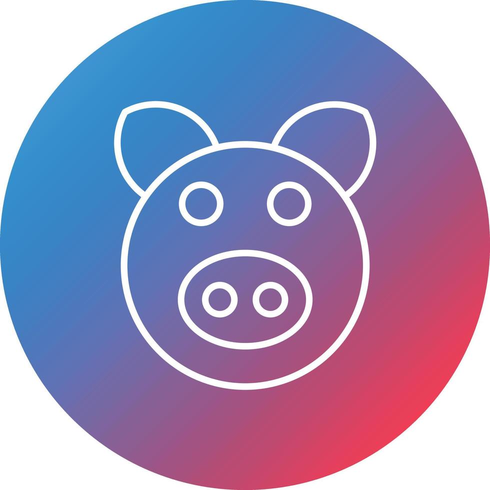 Pig Line Gradient Circle Background Icon vector