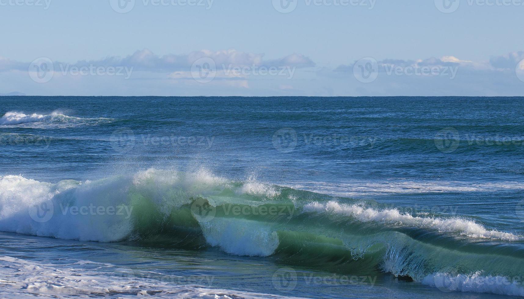 Landscape summer beach background, with sunny sky at the sea. Selective focus photo