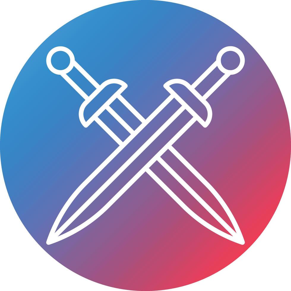 Two Swords Line Gradient Circle Background Icon vector