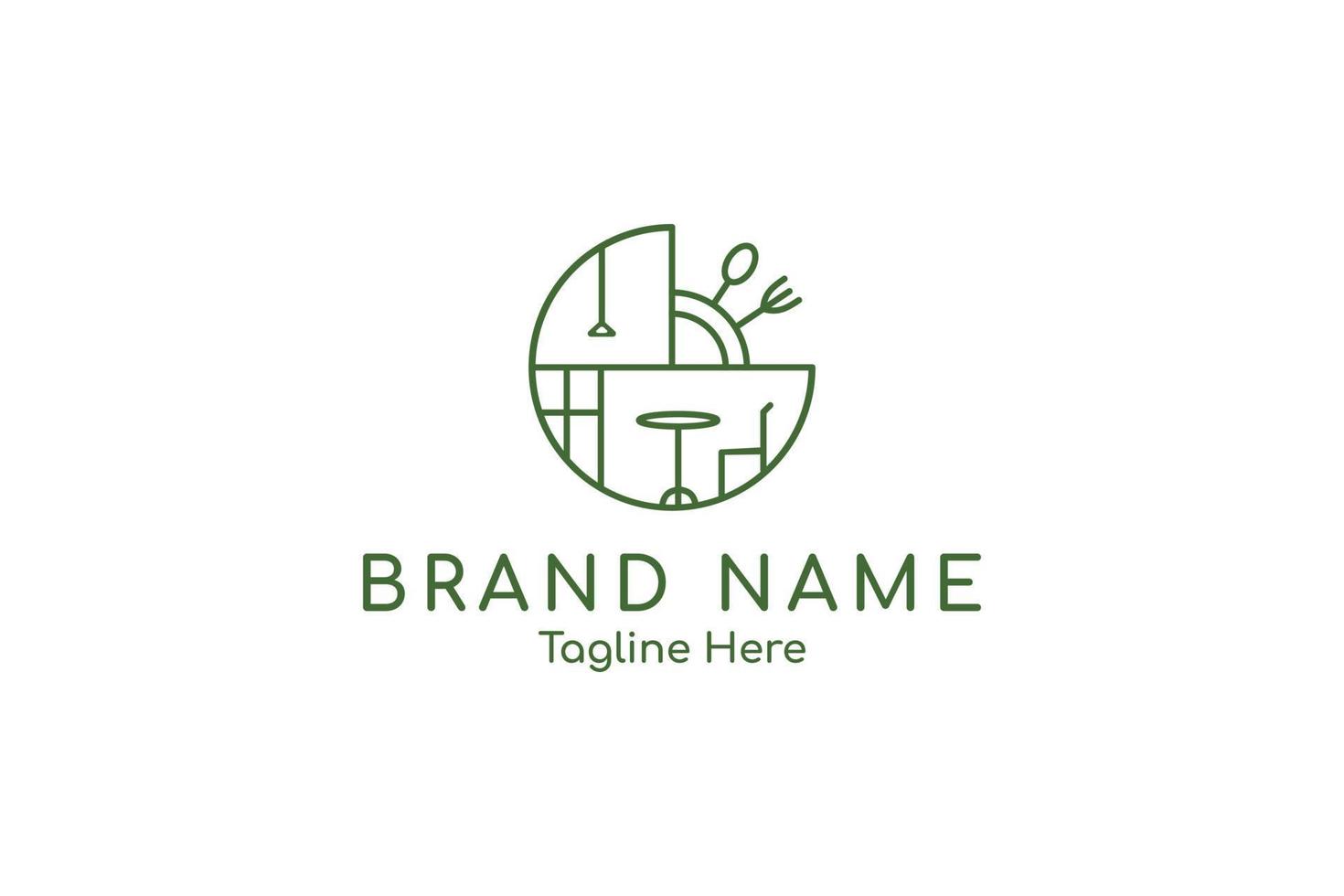 logotipo de restaurante simple con icono de tenedor y cuchara, logotipo de cafetería y restaurante adecuado para restaurantes, cafeterías, empresas de alimentos y bebidas vector