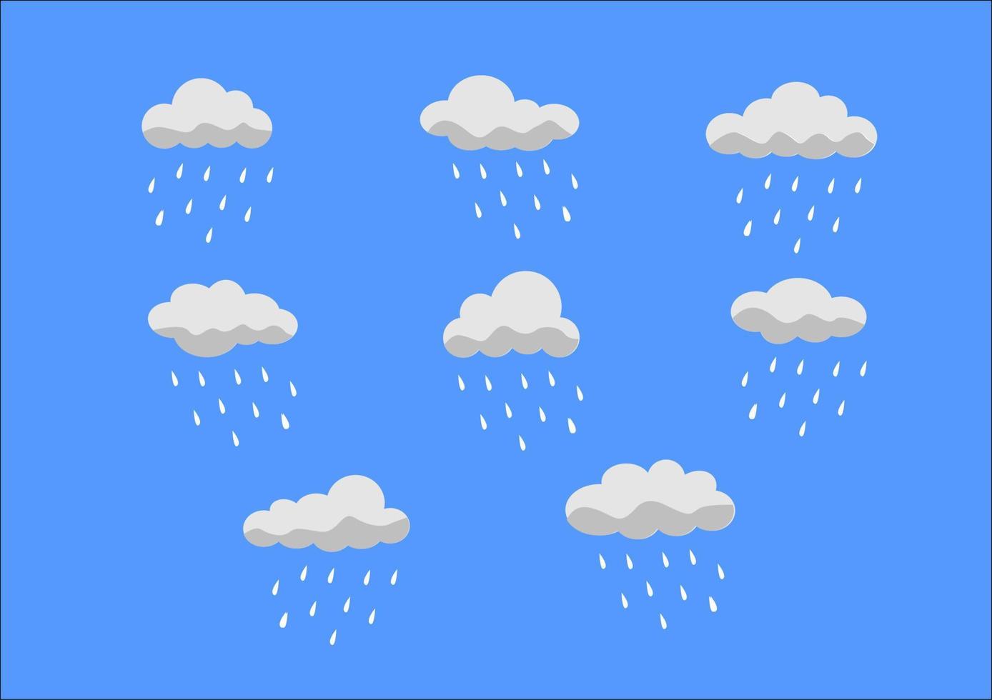 illustration vector graphic of a cloud with raindrops on blue background