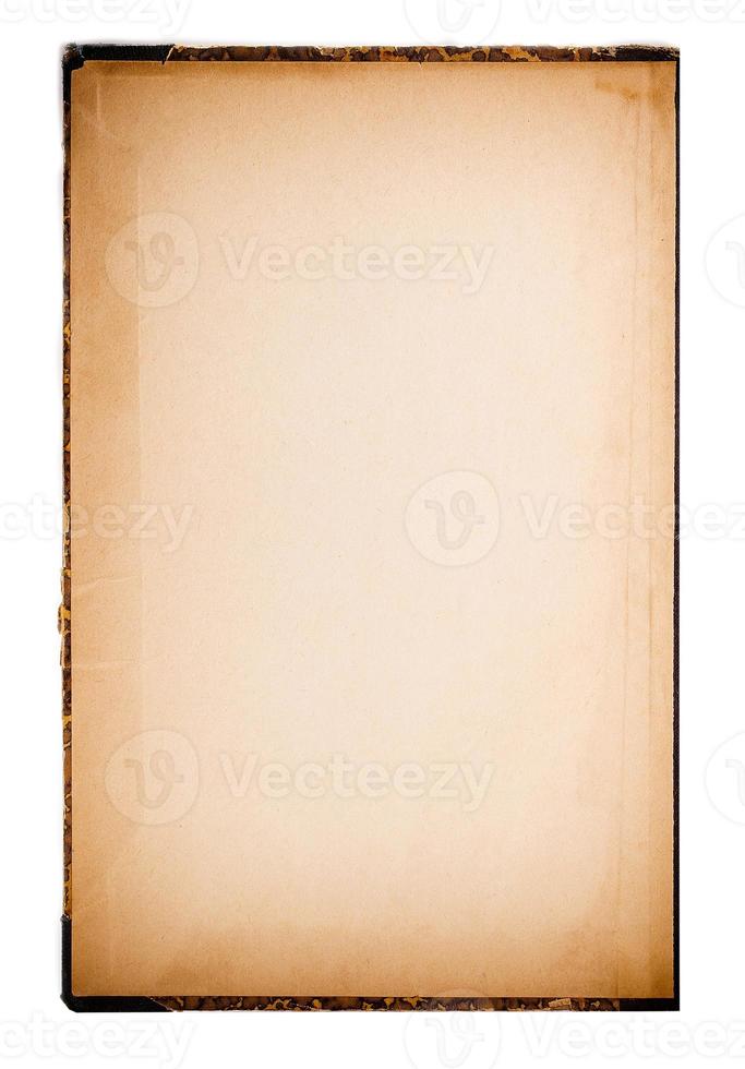 sheets of old book on white background photo