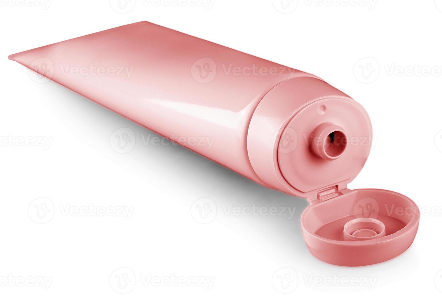 Red tube female cream on white background photo