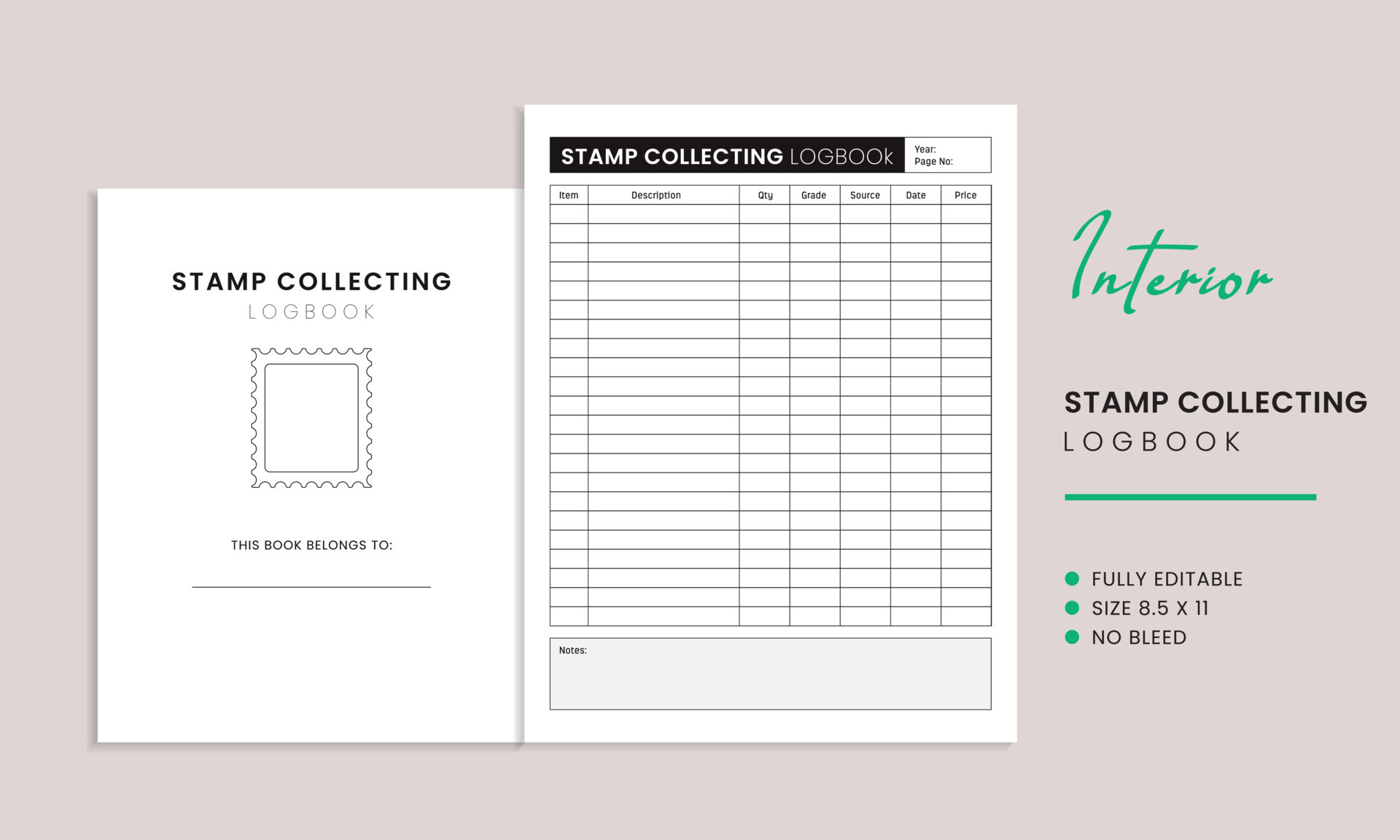 Stamp collecting log book interior template 16857414 Vector Art at Vecteezy