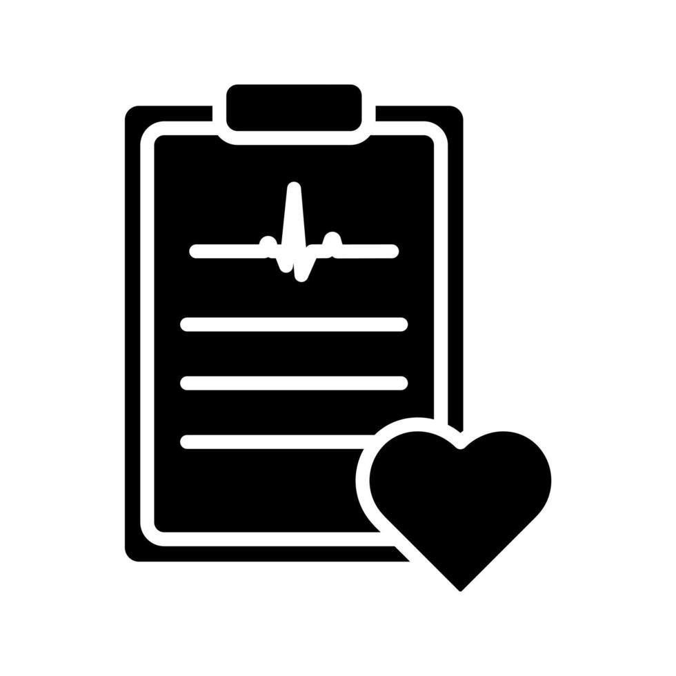 registro médico, documento con vector de icono de corazón y latido