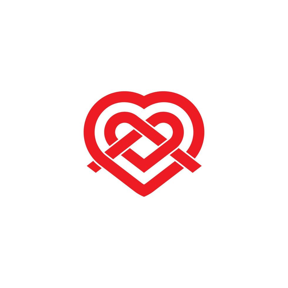 love heart overlapping ribbon care symbol vector