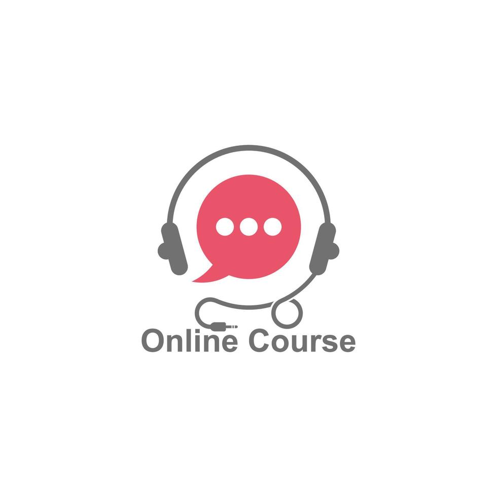 bubble talk earphone online education course symbol logo vector