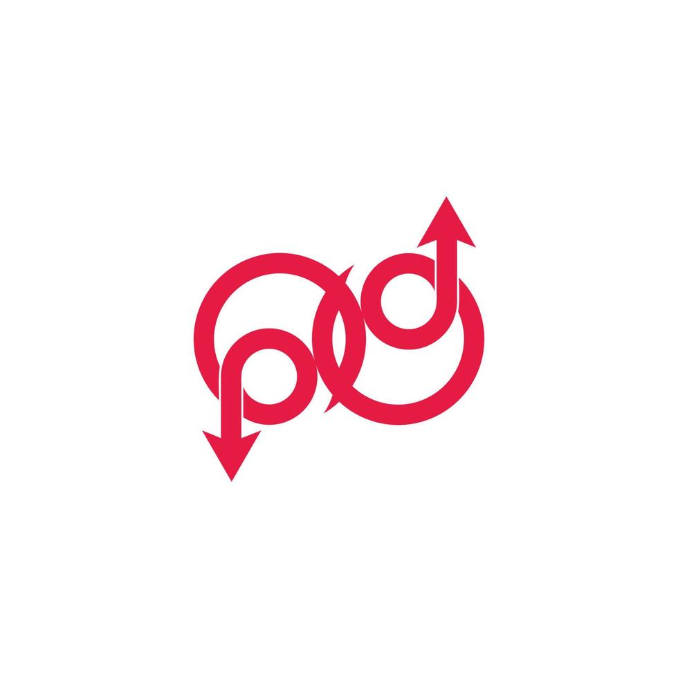 abstract letters pd circle rotation arrows logo vector