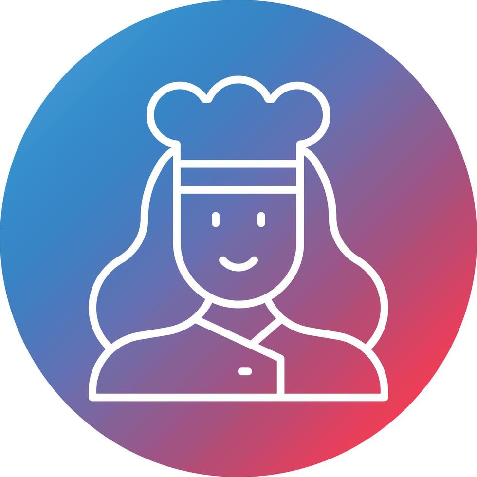 Chef Female Line Gradient Circle Background Icon vector
