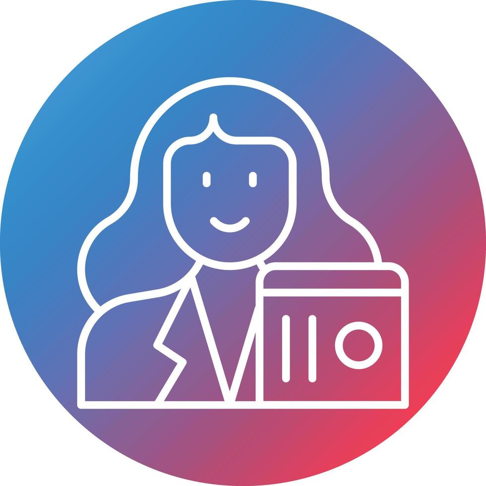 Data Scientist Female Line Gradient Circle Background Icon vector