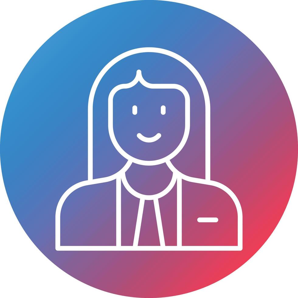 Judge Female Line Gradient Circle Background Icon vector