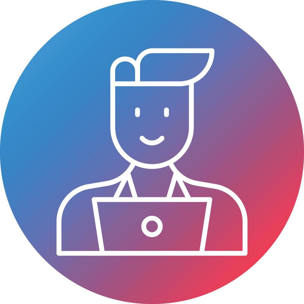 Programmer Male Line Gradient Circle Background Icon vector