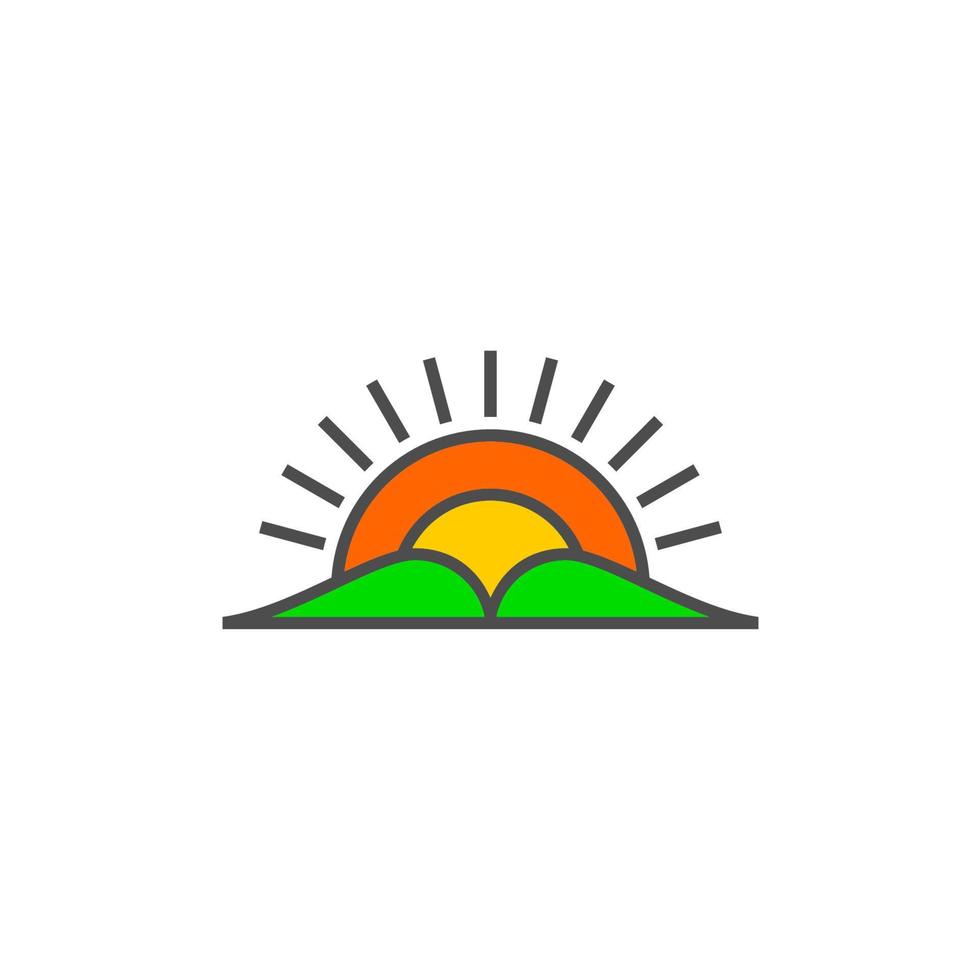 symbol of mountain sun rays geometric design vector