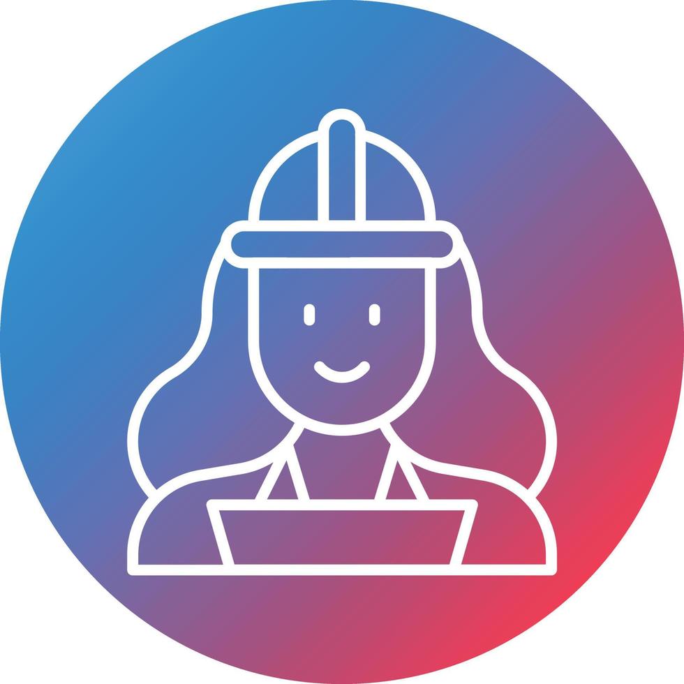 icono de fondo de círculo degradado de línea femenina ingeniero qa vector