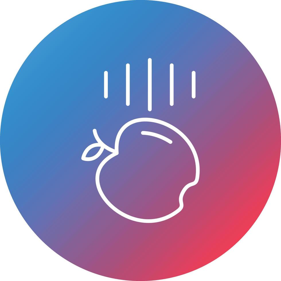 icono de fondo de círculo degradado de línea de manzana cayendo vector