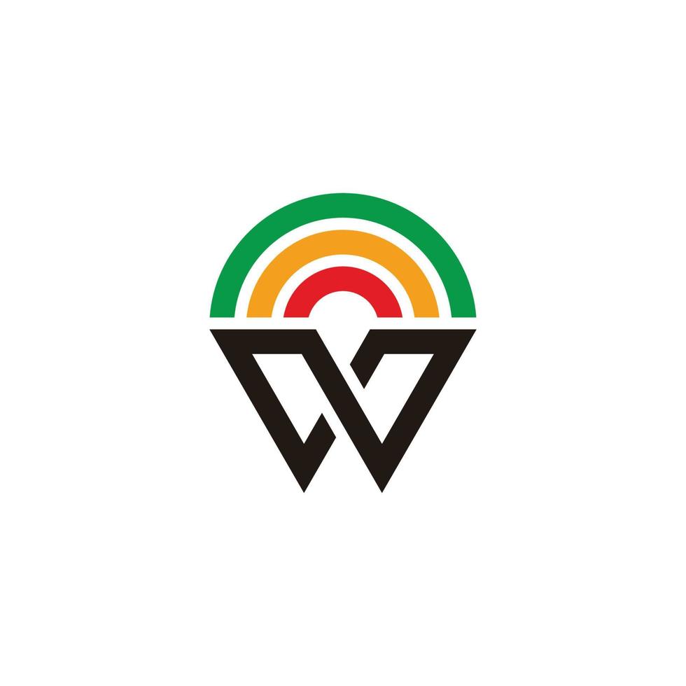 letter w colorful rainbow simple geometric line logo vector