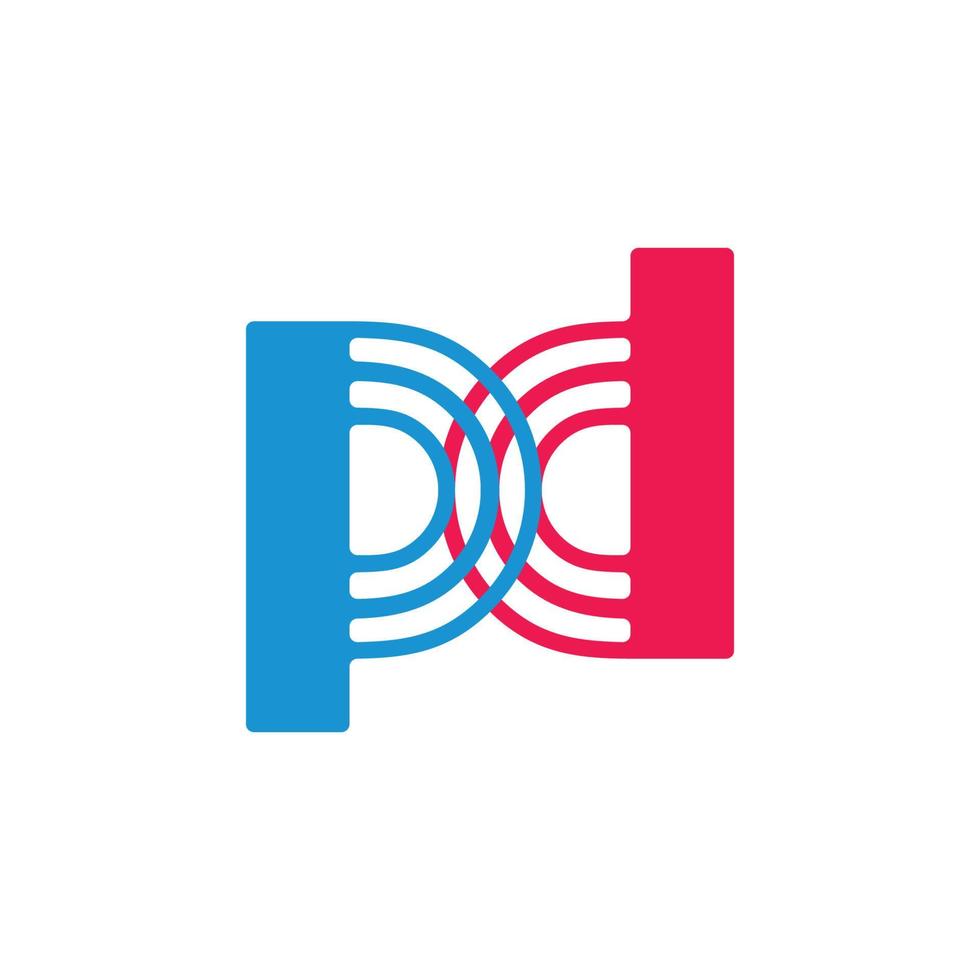 letter pd stripes geometric simple logo vector