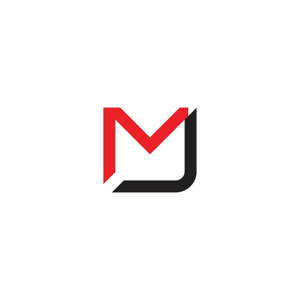 letter mj simple colorful geometric line square logo vector