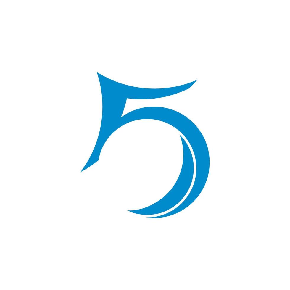 number 5 letter s simple curves geometric 3d logo vector