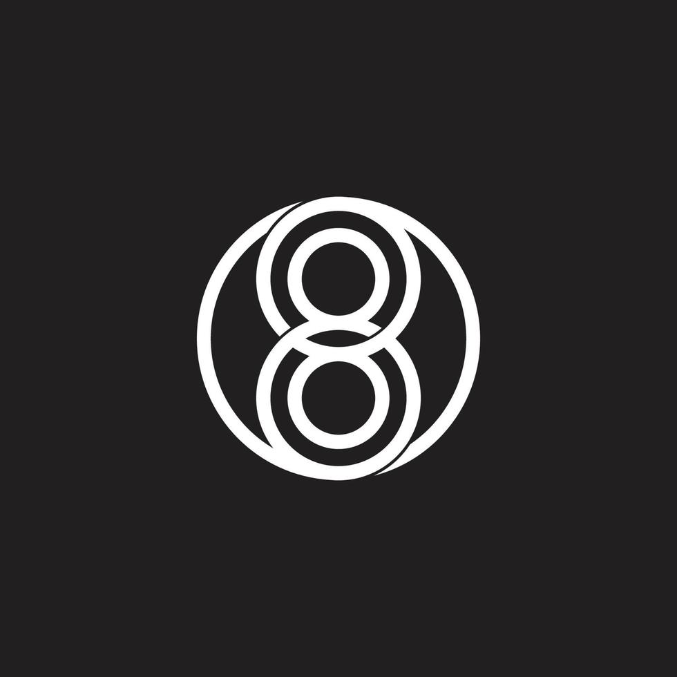 number 8 linked overlapping circles logo vector