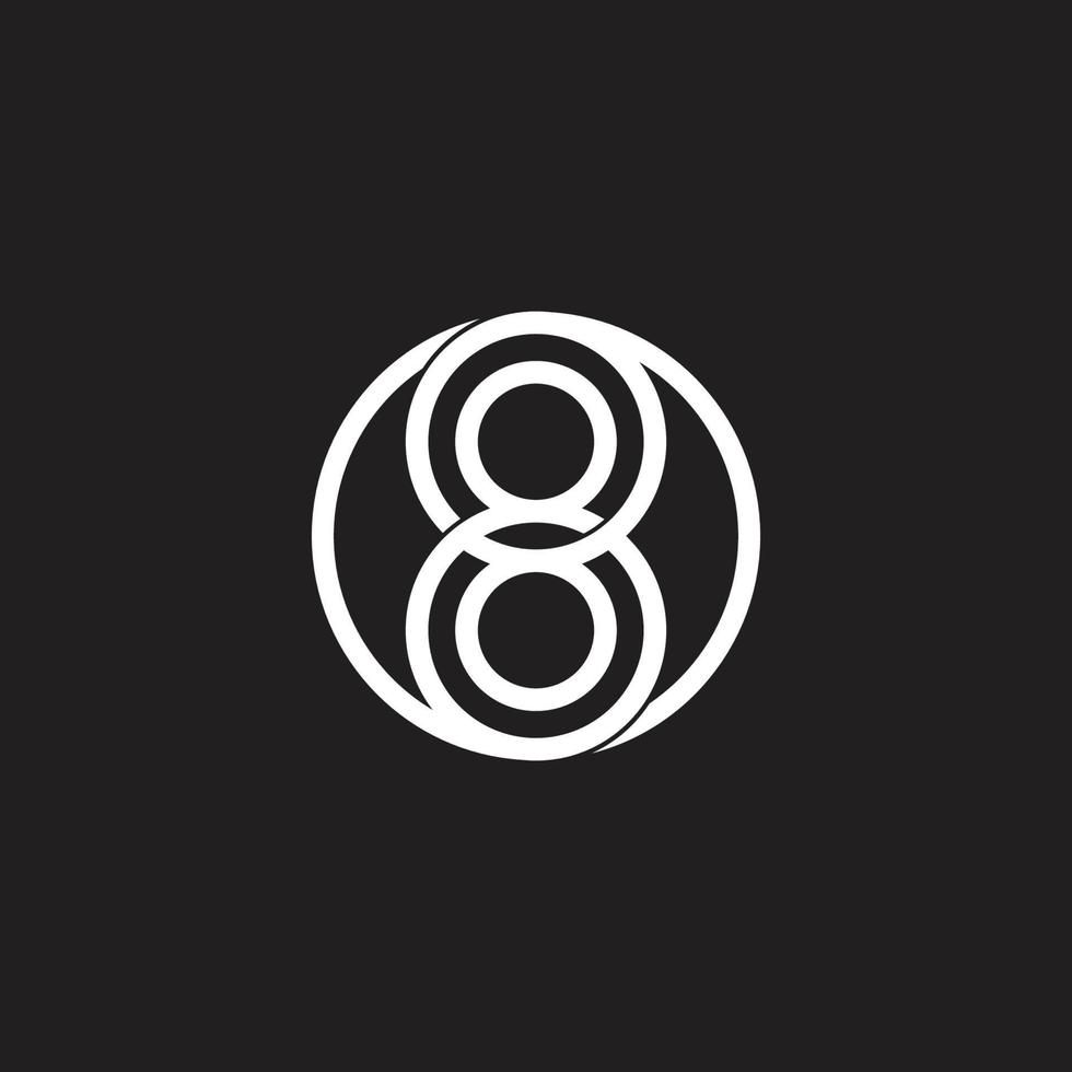 number 8 linked overlapping circles logo vector