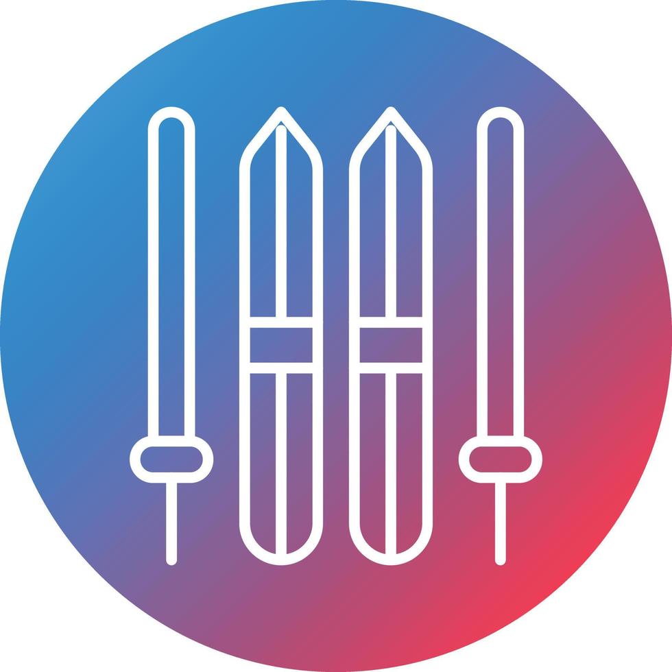Viking Skis Line Gradient Circle Background Icon vector