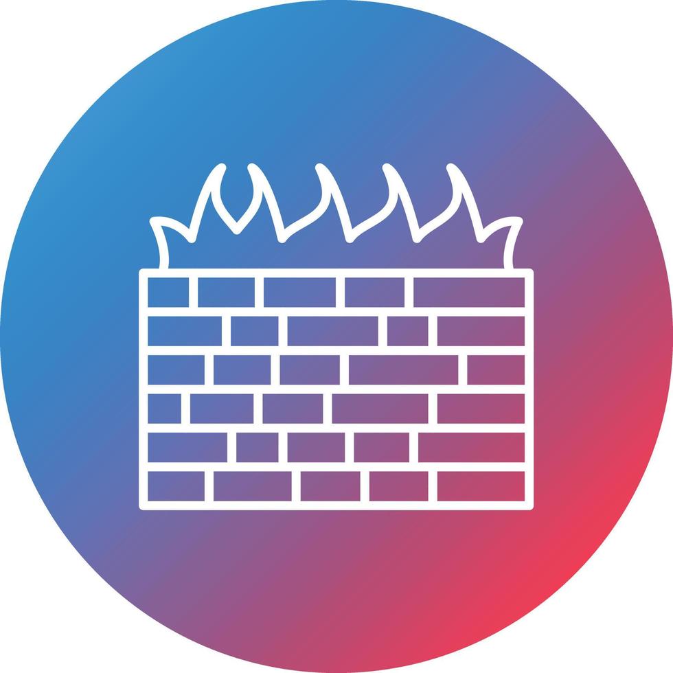 icono de fondo de círculo degradado de línea de firewall de computadora vector