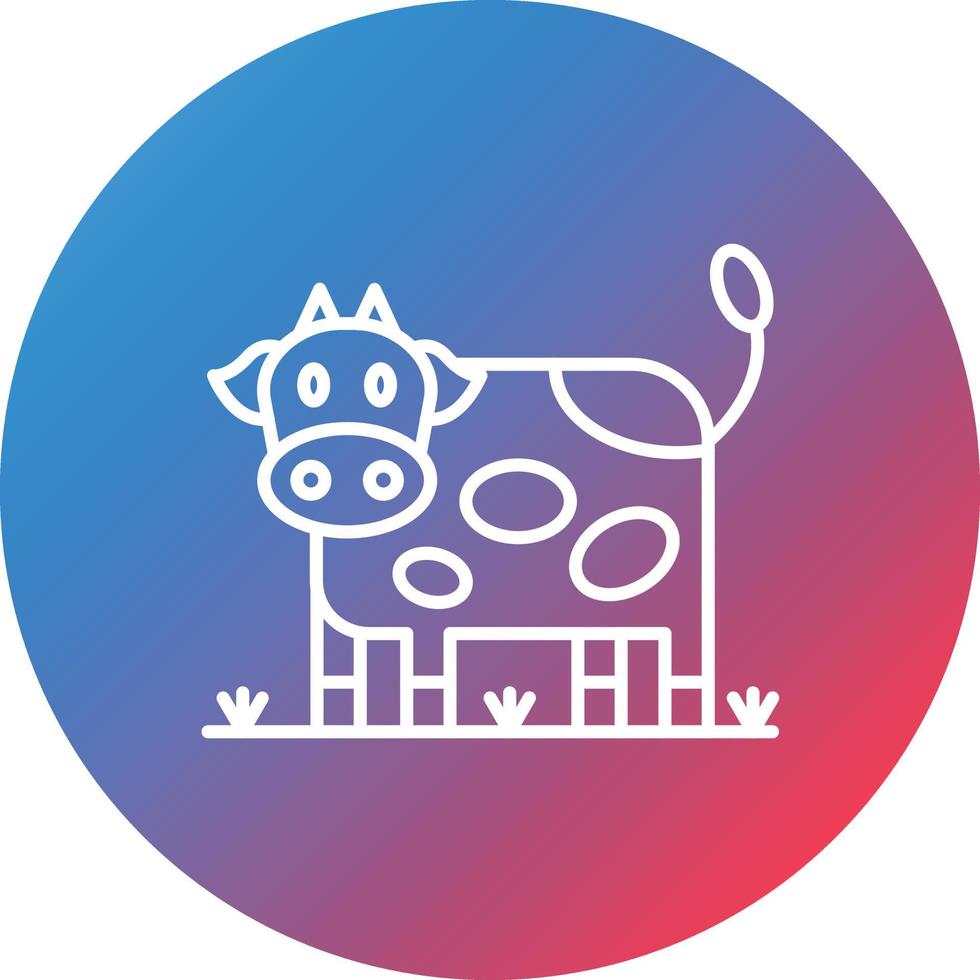Cow Line Gradient Circle Background Icon vector