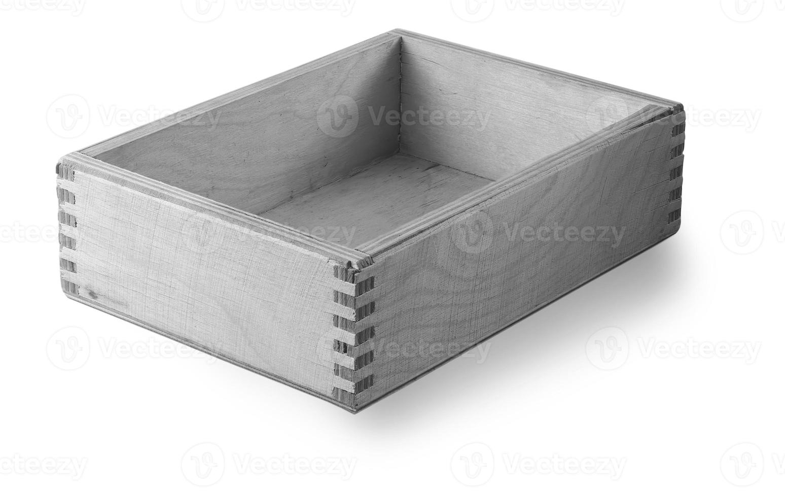 wooden box isolated on the white background. Selective focus photo