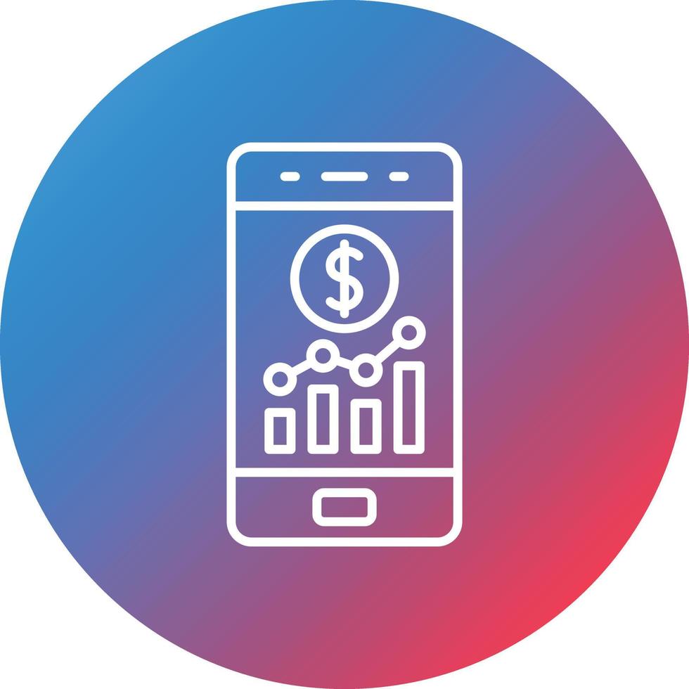 Mobile Bar Graph Line Gradient Circle Background Icon vector