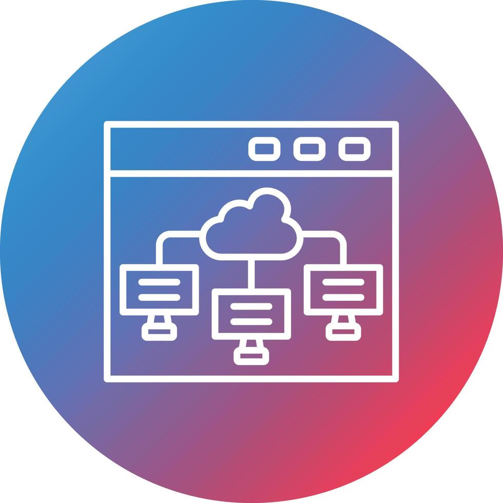 icono de fondo de círculo degradado de línea de computación en la nube vector