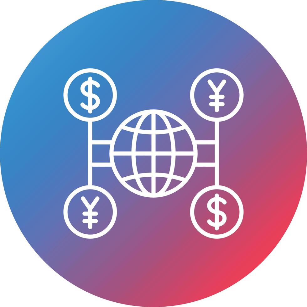 World Financial Line Gradient Circle Background Icon vector