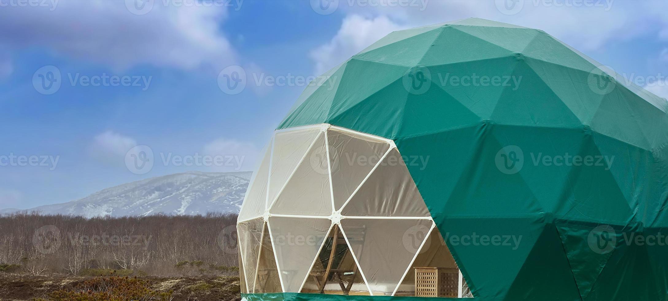green glamping. Cozy, camping, glamping, holiday, vacation lifestyle concep photo