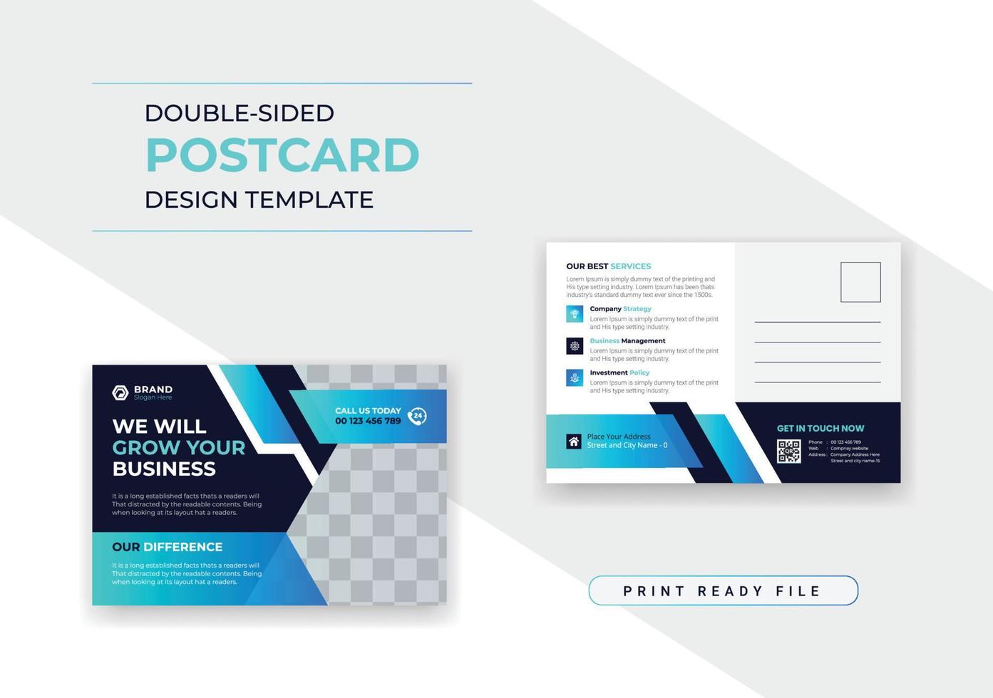 Modern corporate business dl flyer postcard template design layout with modern elements vector