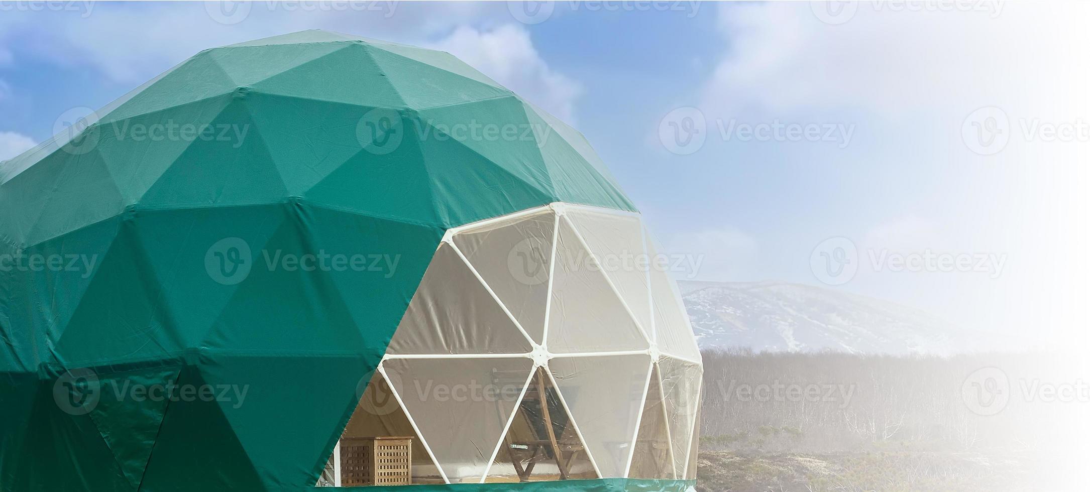 green glamping. Cozy, camping, glamping, holiday, vacation lifestyle concep photo