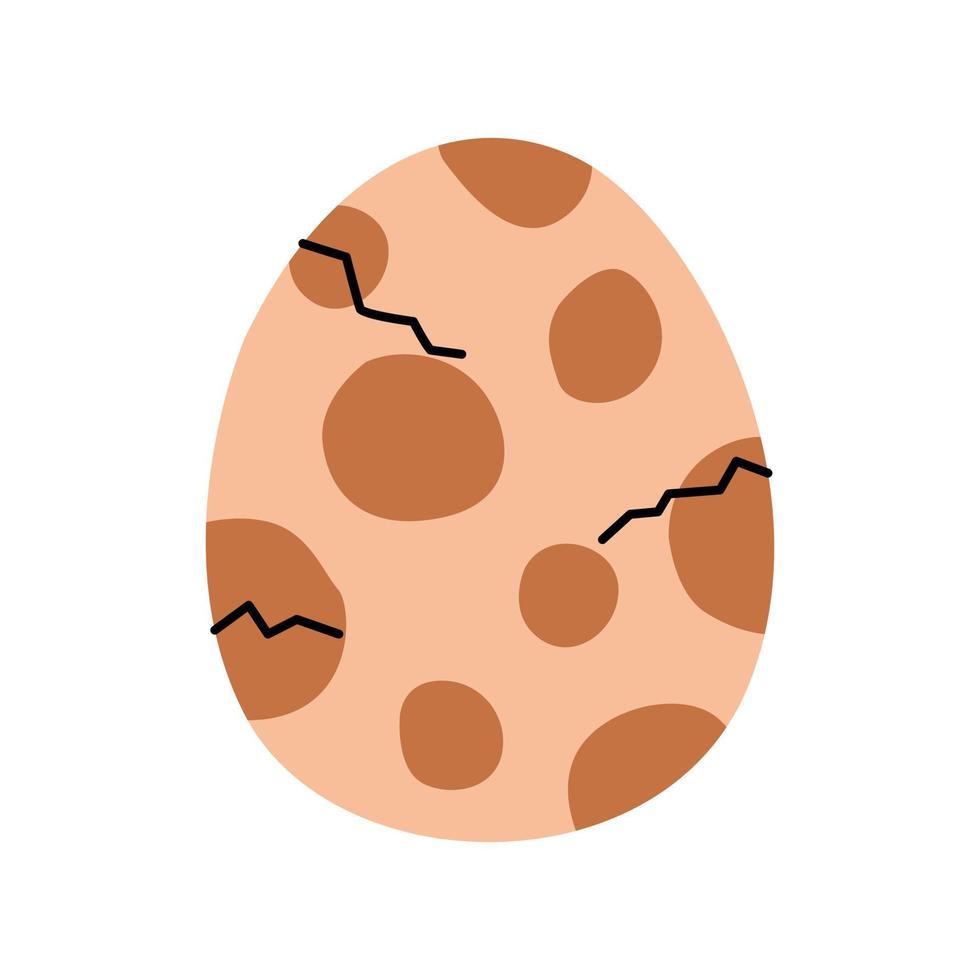 Cute dinosaur nest with cracked spotted egg. Prehistoric egg shell with reptile baby. Birth of monsters. Jurassic lizard for children. Dino era wildlife. vector