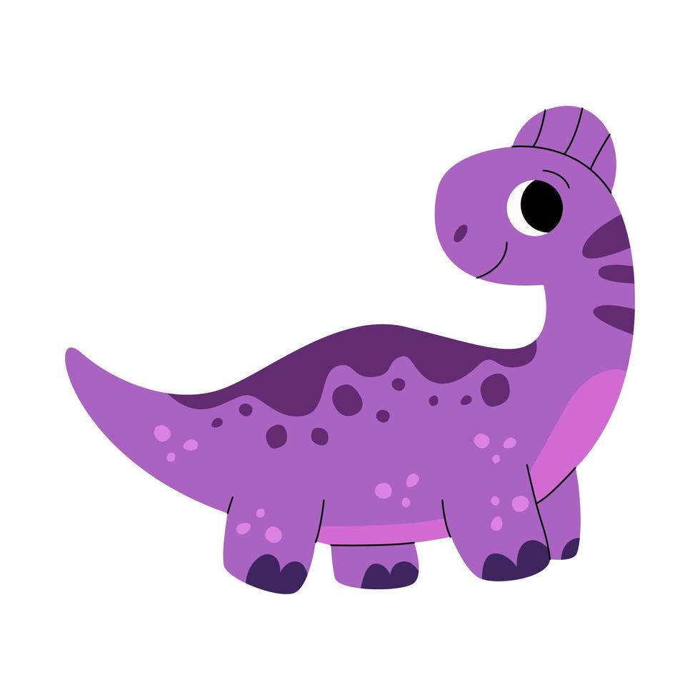 lindo bebé dinosaurio coritosaurio. reptiles jurásicos. paleontología de dinosaurios prehistóricos infantiles. fauna de la era de los dinosaurios. lagarto prehistórico para niños. vector