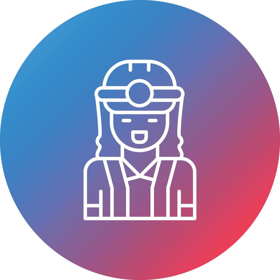 Female Engineer Line Gradient Circle Background Icon vector