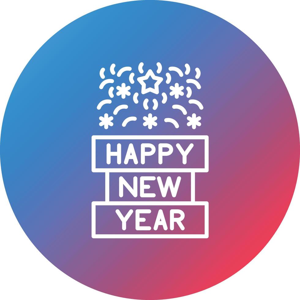 Happy New Year Line Gradient Circle Background Icon vector