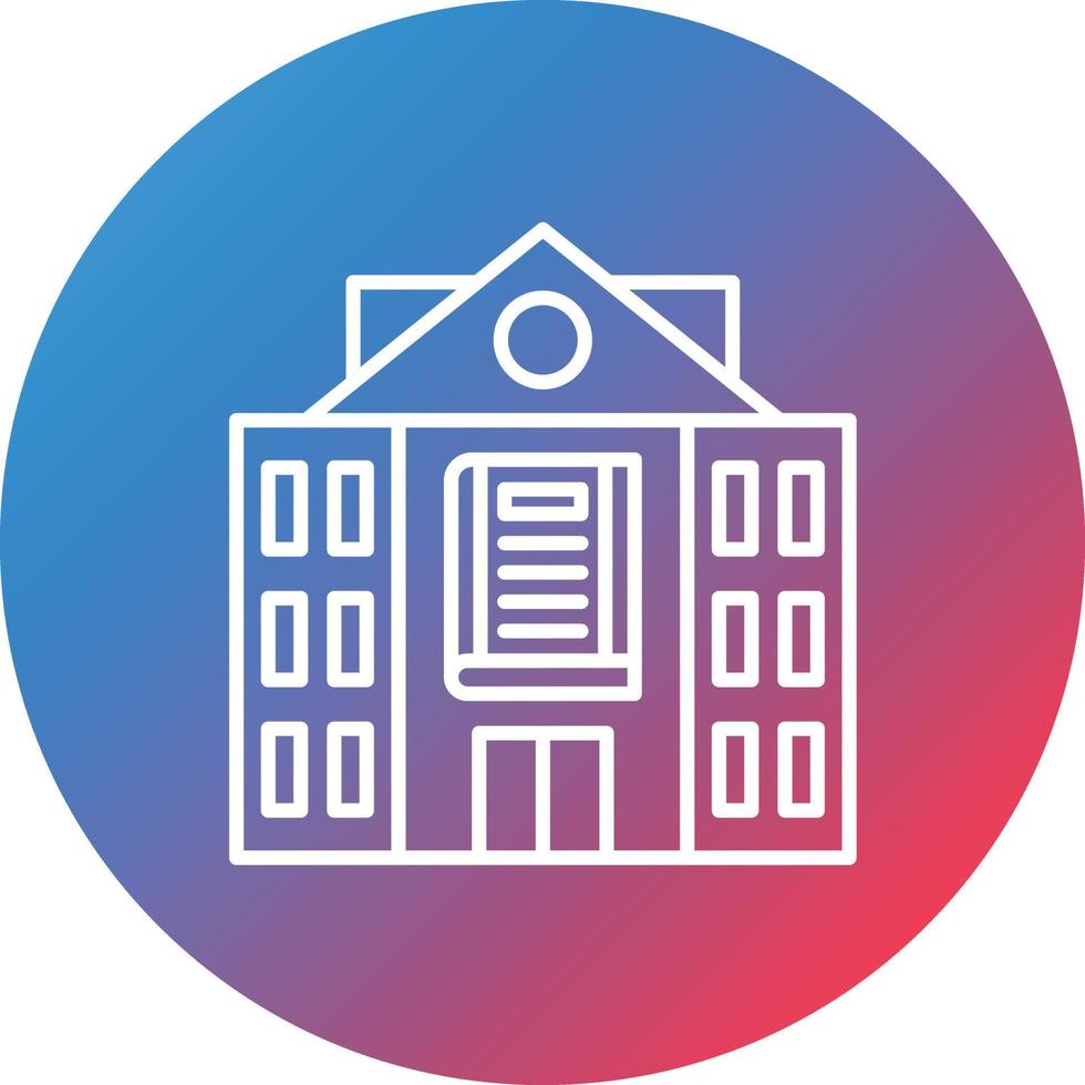 Library Building Line Gradient Circle Background Icon vector
