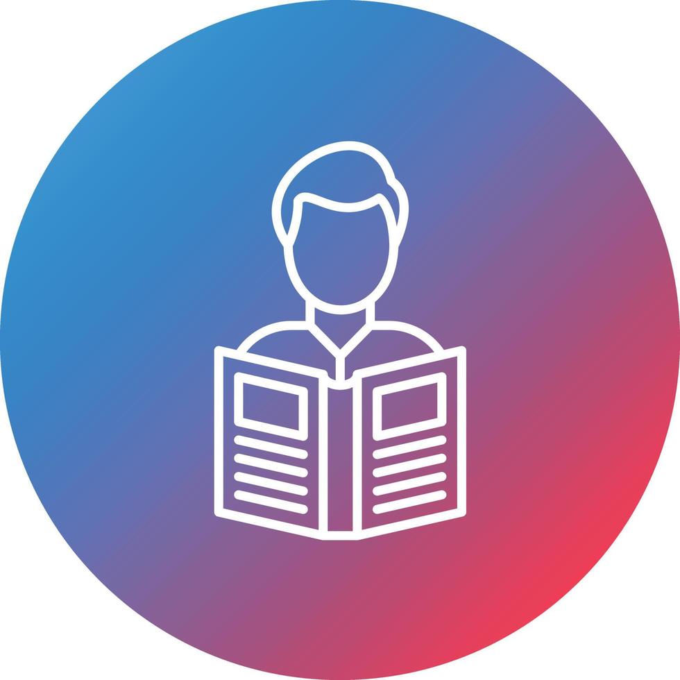Man Reading Book Line Gradient Circle Background Icon vector