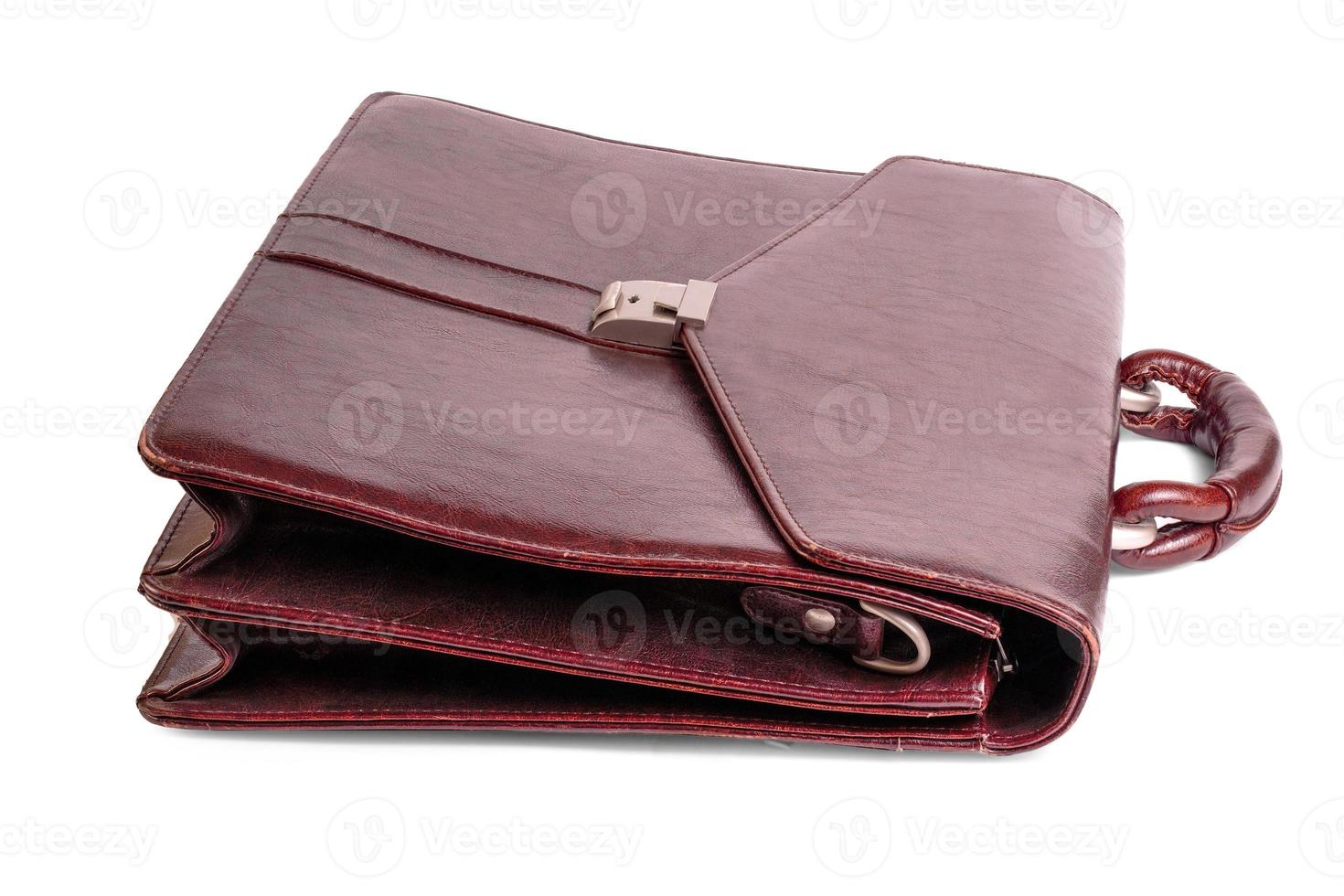 Luxury business brown brief-case on a pure white background photo