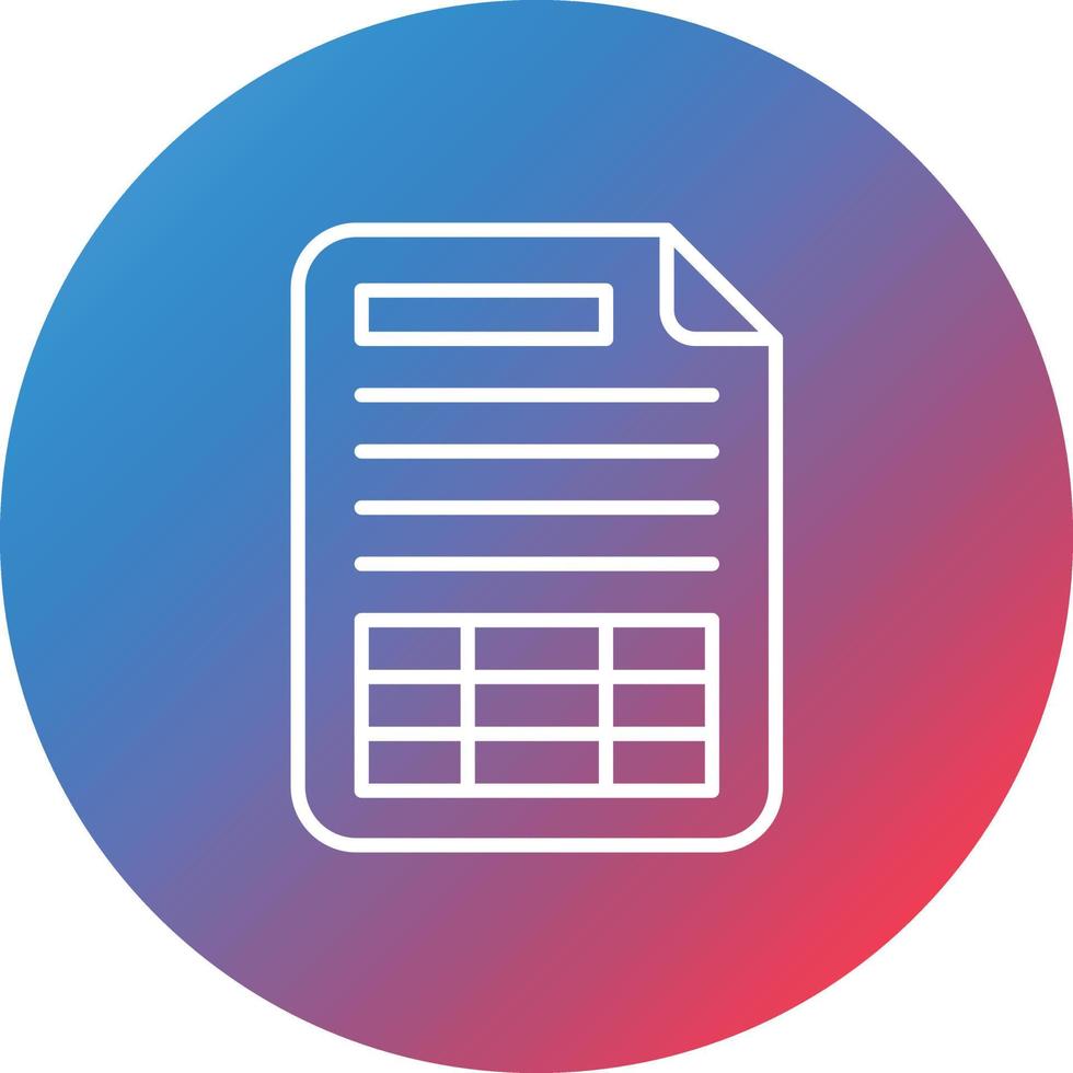 Spreadsheet Line Gradient Circle Background Icon vector