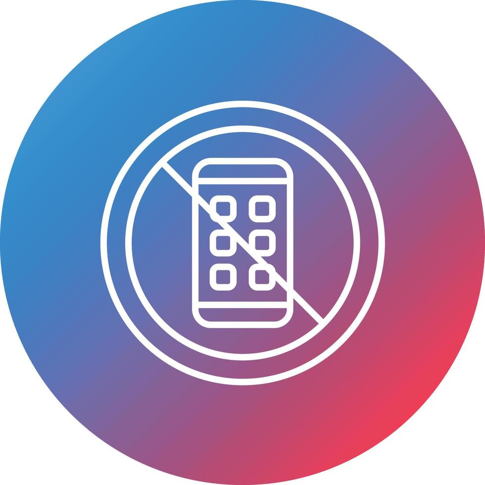 No Phone Line Gradient Circle Background Icon vector