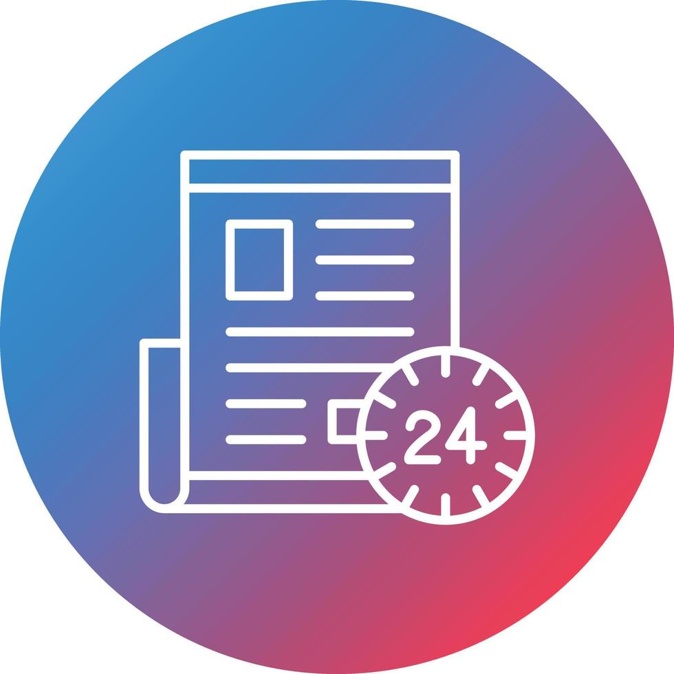 24 Hours News Line Gradient Circle Background Icon vector