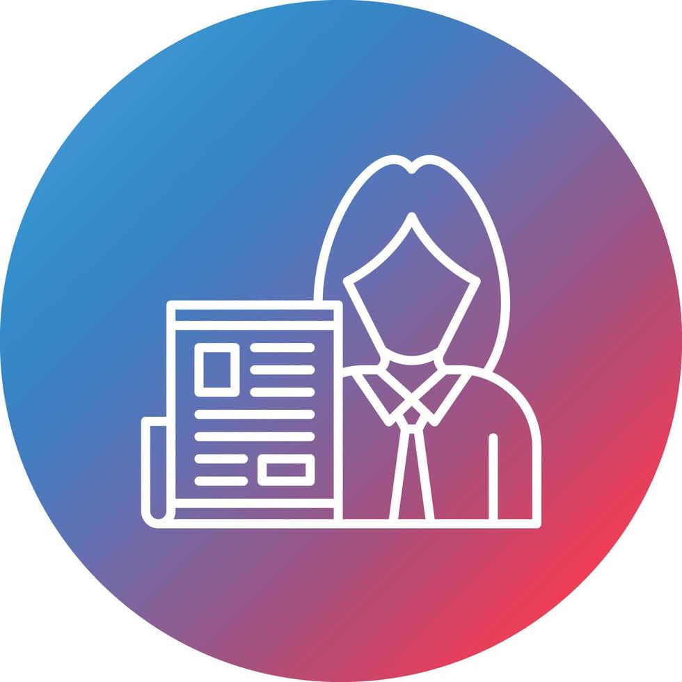 Female Journalist Line Gradient Circle Background Icon vector
