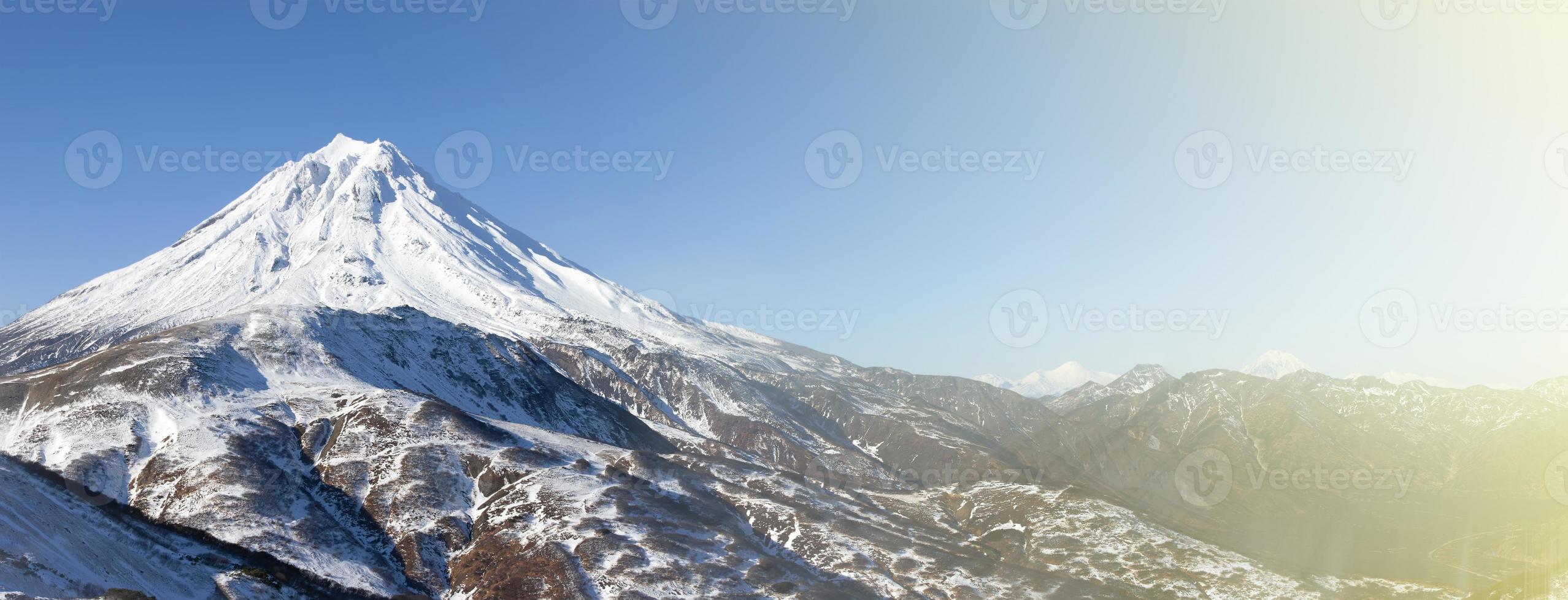 Volcano landscape of Kamchatka Peninsula. Selective focus photo