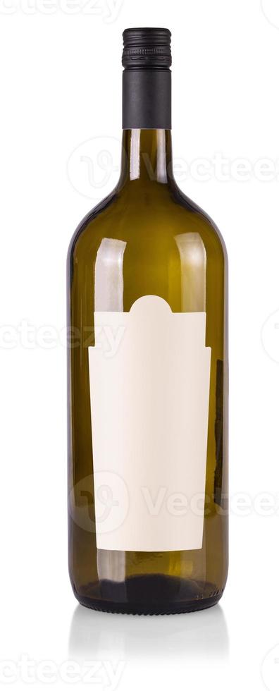 empty wine bottle with cork isolated. photo