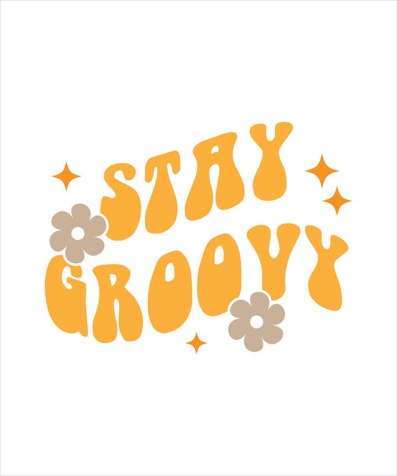 groovy vintage, typography t shirt print design graphic illustration vector. daisy ornament flower design. vector